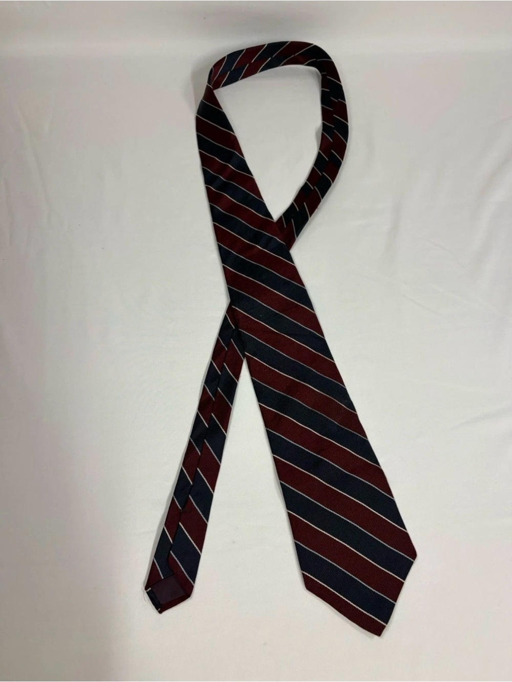 Men's Burgundy and Navy Diagonal Stripe Tie